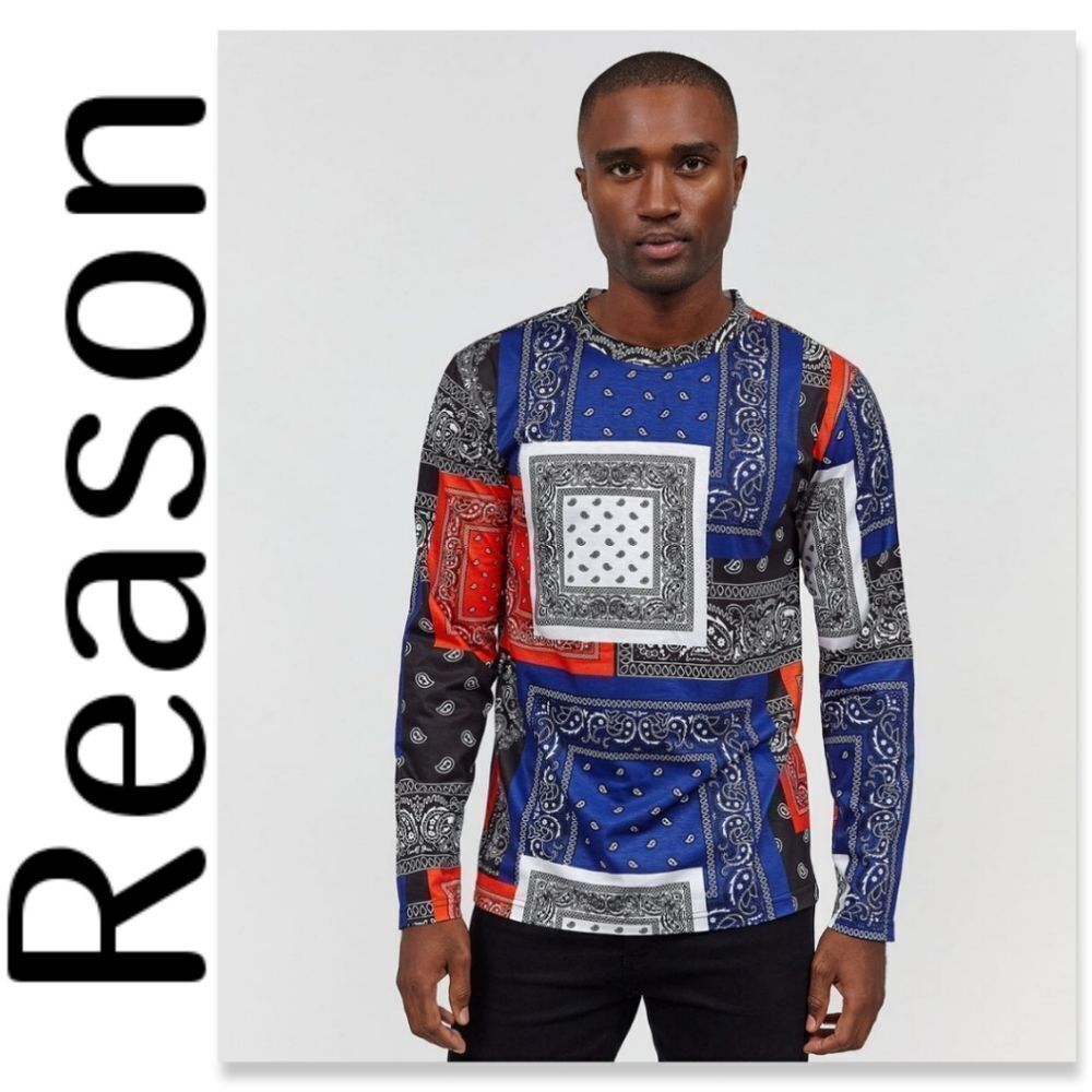 NWT Reason Flag Bandana Print Long Sleeve Tee